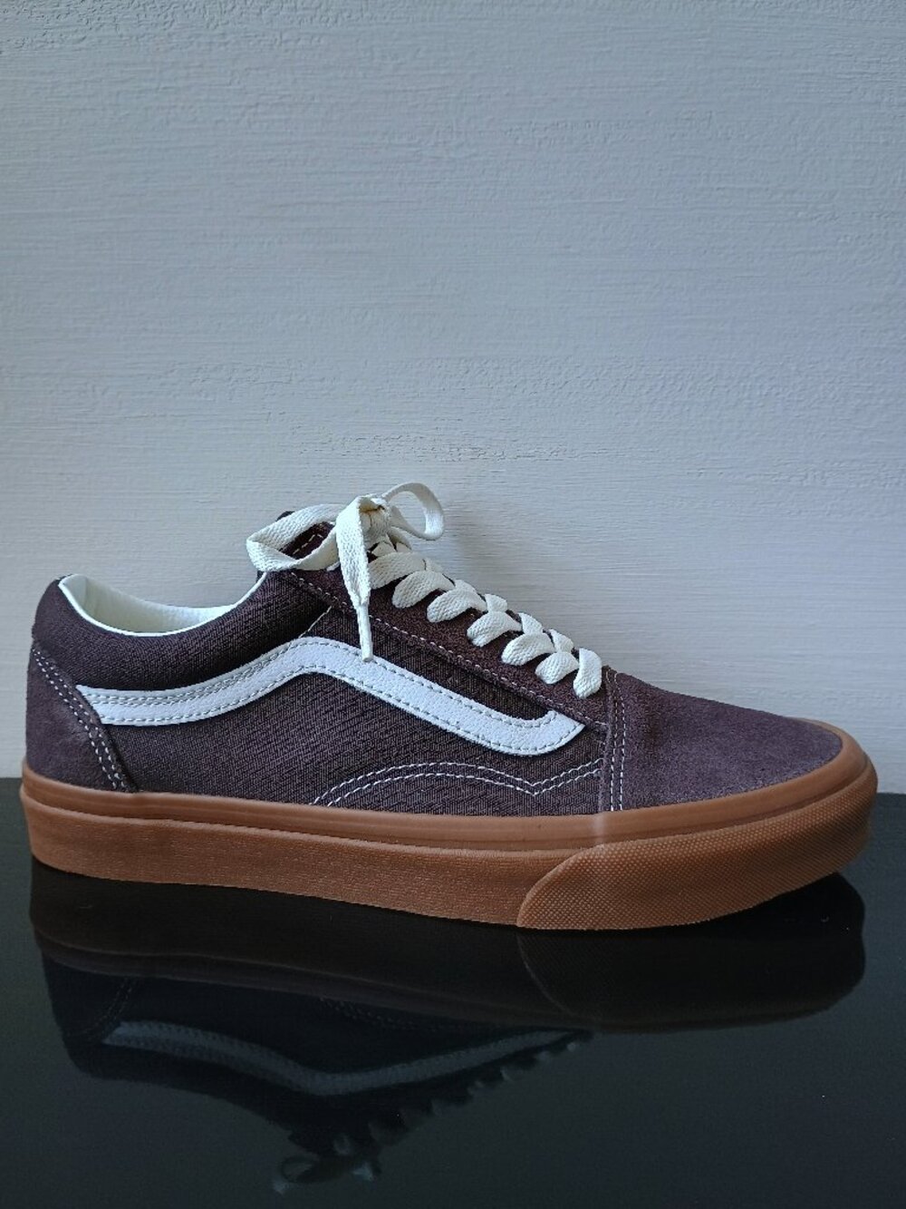 Vans Men's Old Skool Suede / Canvas Sneaker in Amazing Chocolate / Vintage Gum